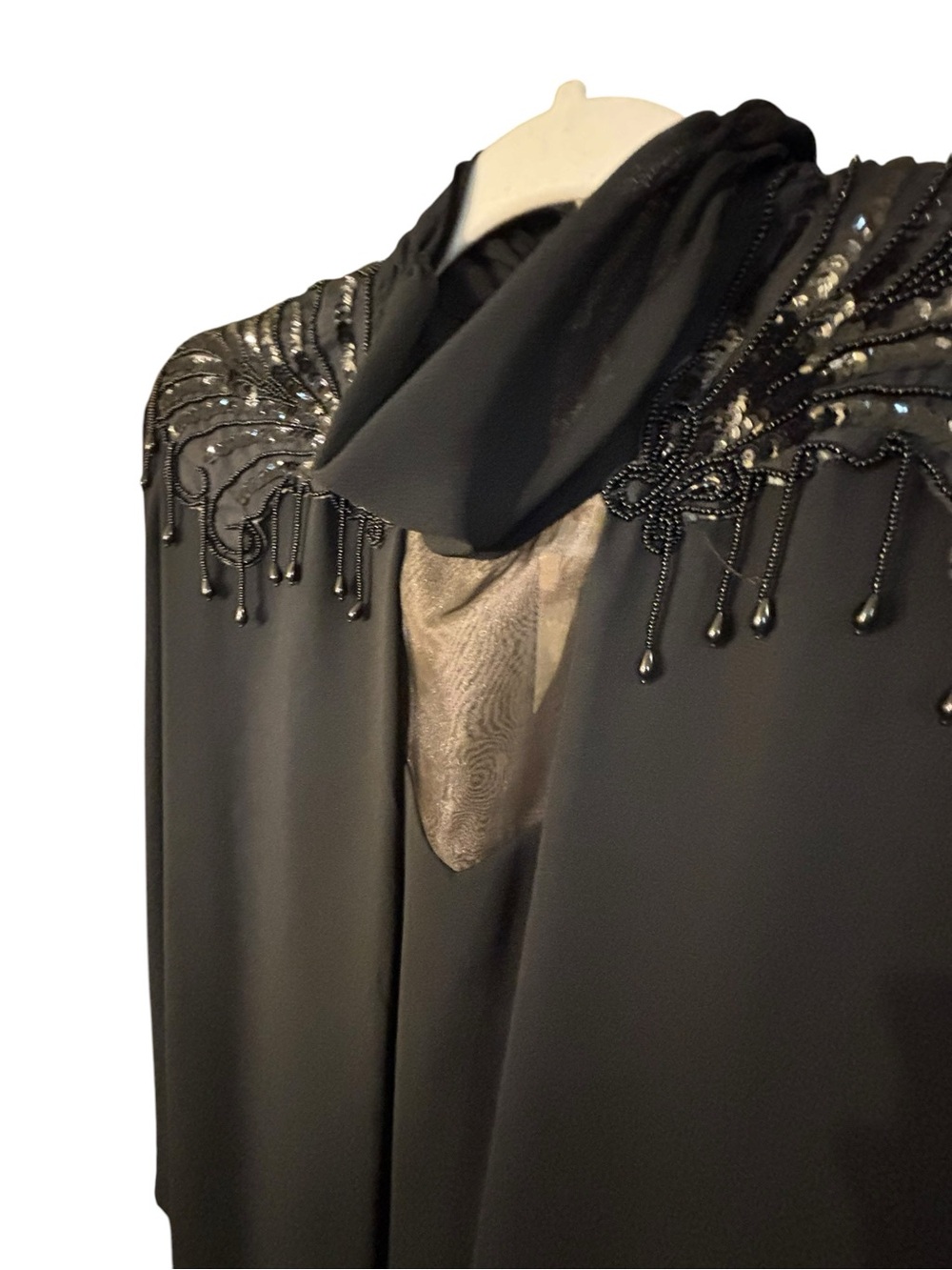 Ursula of Switzerland Black Beaded Fringe Midi Dress - Picture 4 of 8
